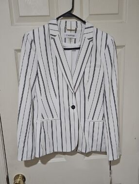 Calvin Klein White & Black Stripe Women's Blazer Sz 6 NWT